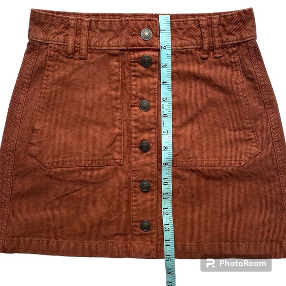 American Eagle High Waisted Corduroy Mini Skirt Rust/Brown Size 00 - Picture 11 of 12